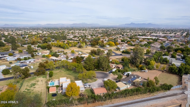 drone / aerial view with a mountain view