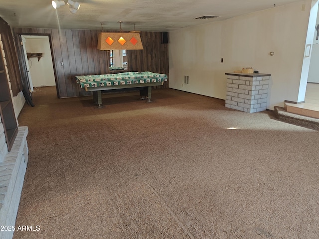 5463 E Roberts Dr, Globe, AZ 85501 - playroom featuring carpet, wood walls, and pool table