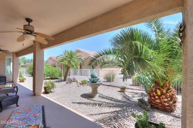 view of patio / terrace featuring ceiling fan