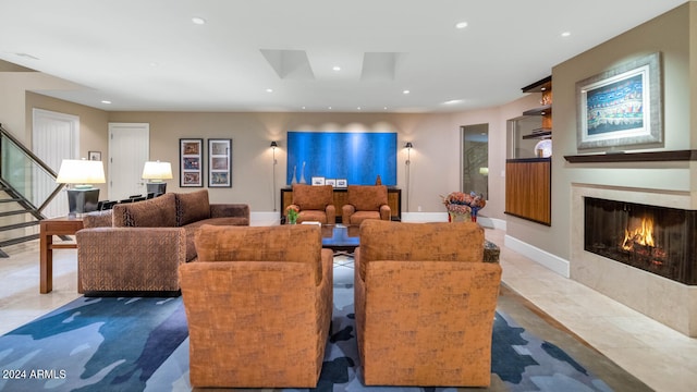 view of tiled living room