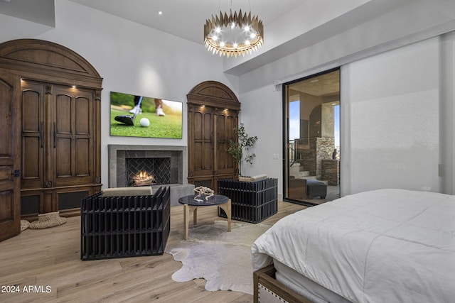 bedroom with light hardwood / wood-style flooring