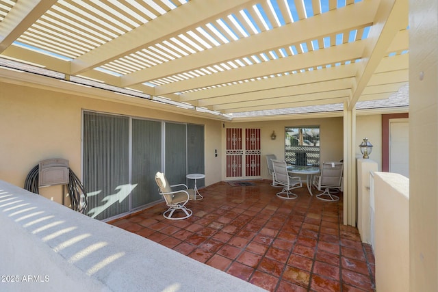 view of patio / terrace featuring a pergola