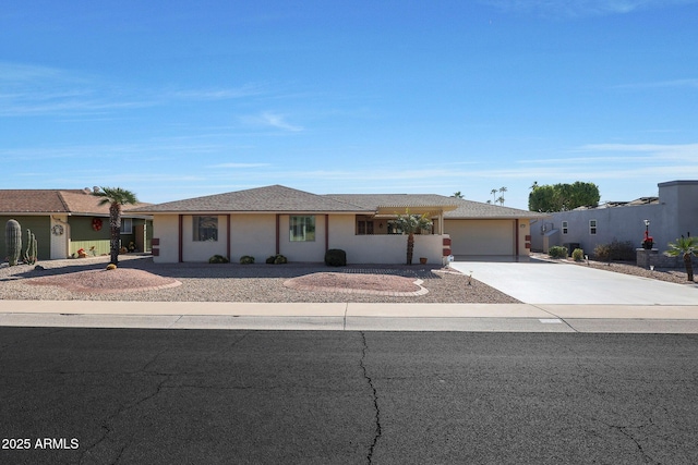 single story home with a garage