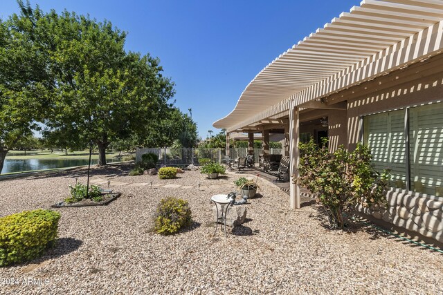 view of yard with a water view