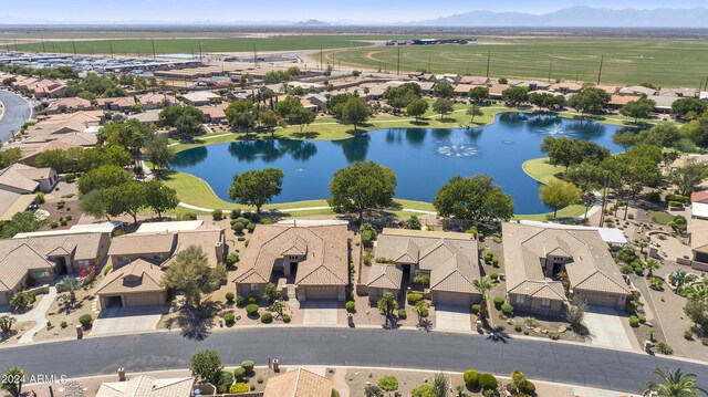 aerial view with a water and mountain view