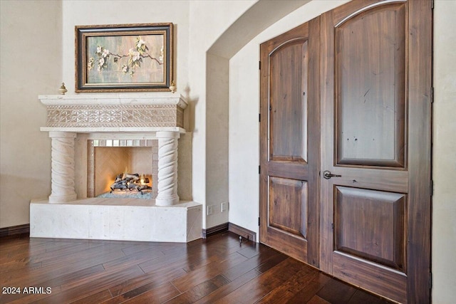 foyer entrance with dark wood-type flooring