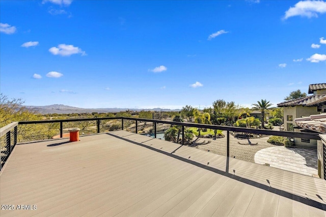 deck featuring a mountain view