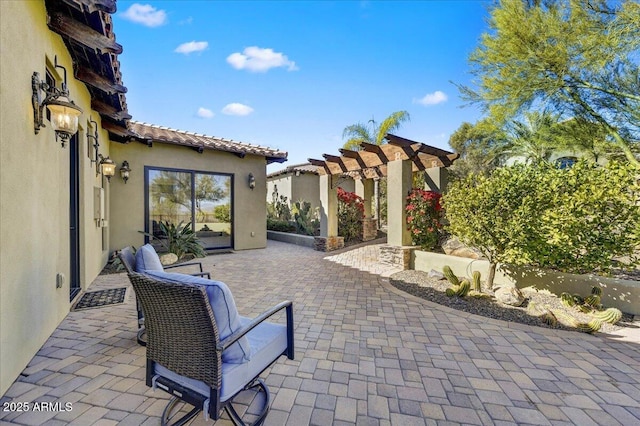 view of patio / terrace featuring a pergola