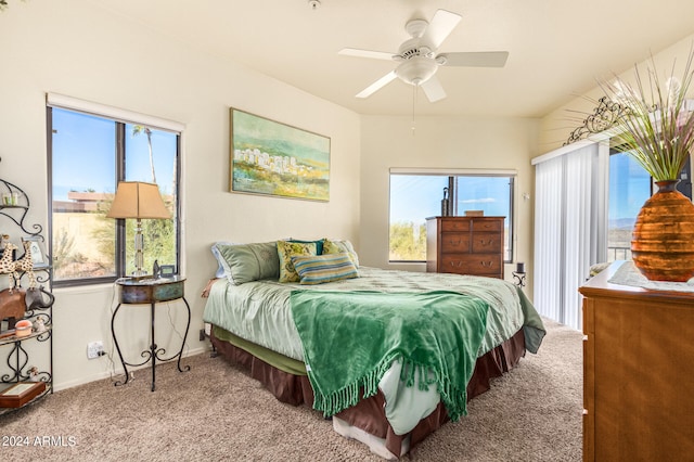 bedroom with carpet flooring and ceiling fan