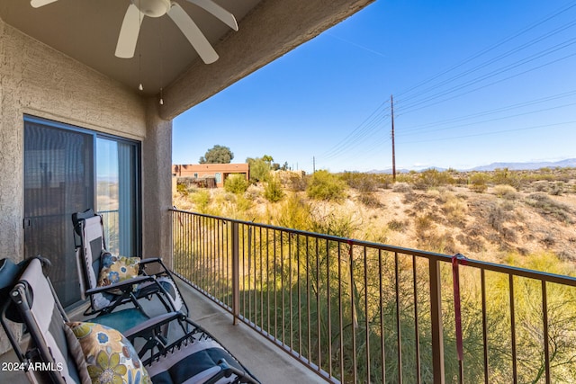 balcony with ceiling fan