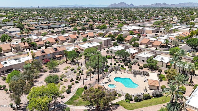 bird's eye view with a mountain view