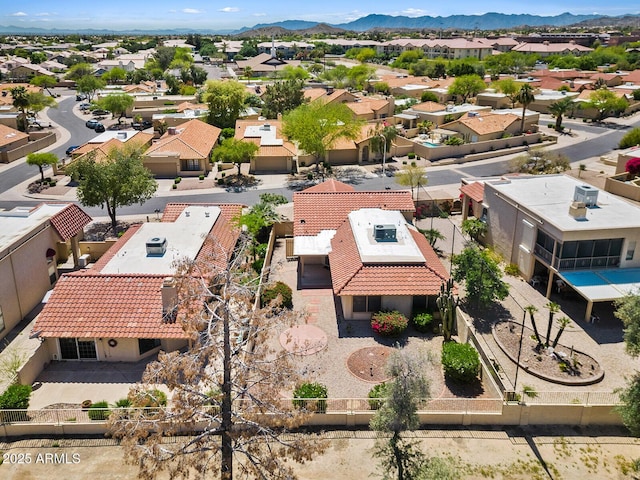 aerial view with a residential view and a mountain view