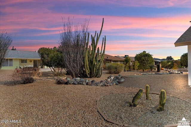 view of yard at dusk