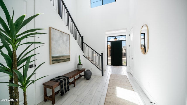 interior space featuring a high ceiling