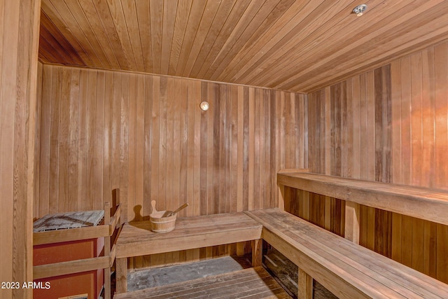 view of sauna / steam room featuring hardwood / wood-style floors