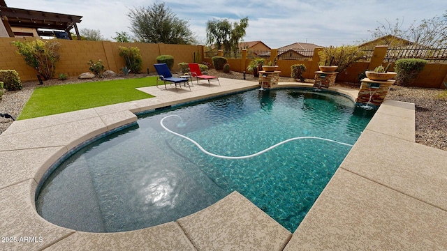 view of pool featuring a fenced in pool, a patio, and a fenced backyard