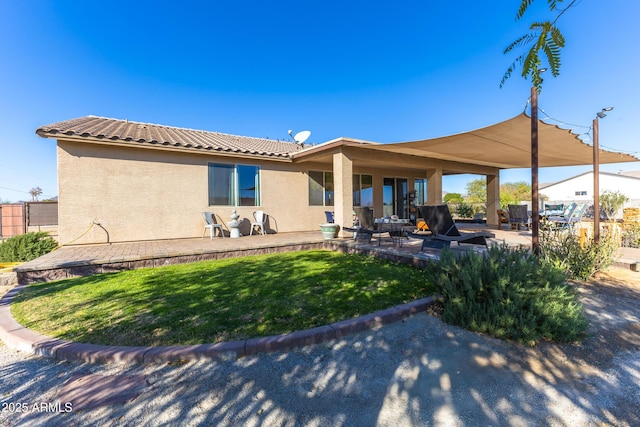 back of house featuring a patio area and a yard