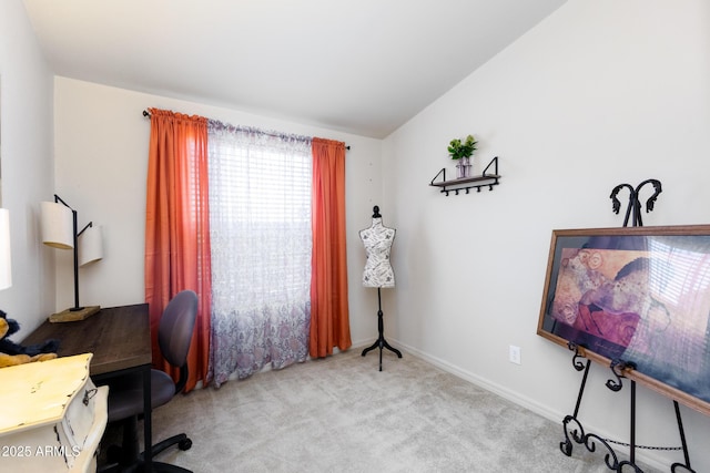 office area with light colored carpet