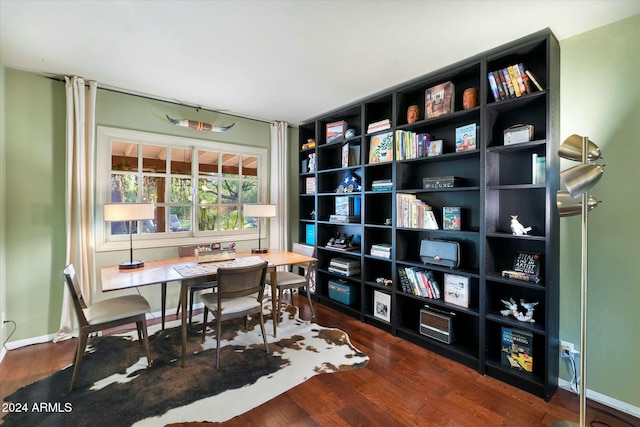 office space featuring dark hardwood / wood-style floors