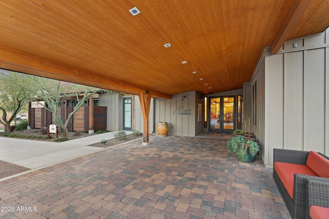 view of patio / terrace featuring french doors