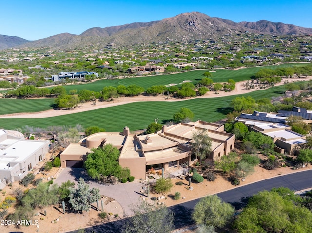 drone / aerial view featuring a mountain view