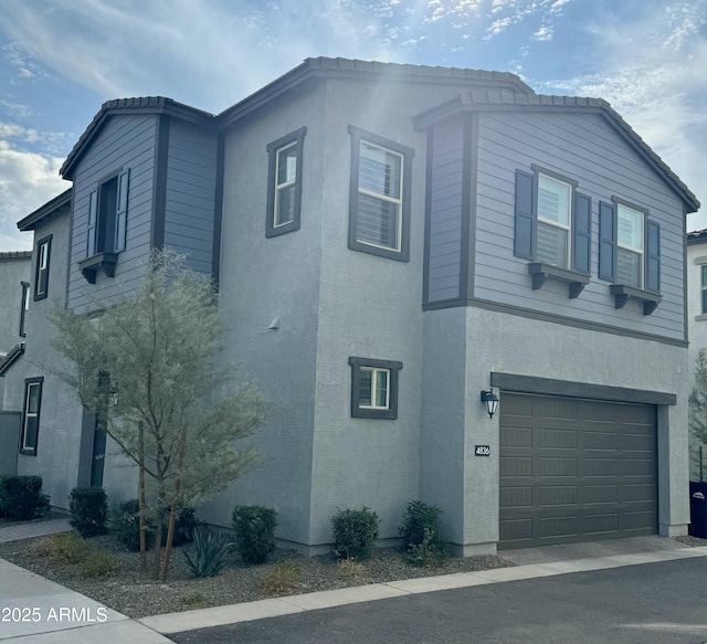 view of home's exterior with a garage