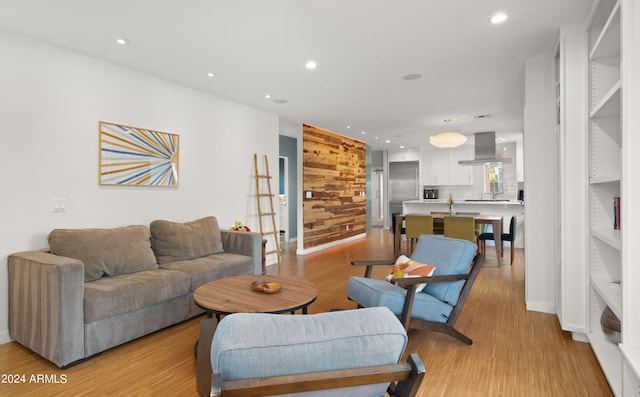 living room featuring light hardwood / wood-style flooring