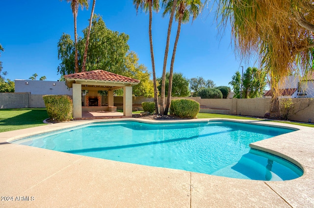 view of swimming pool with a patio area