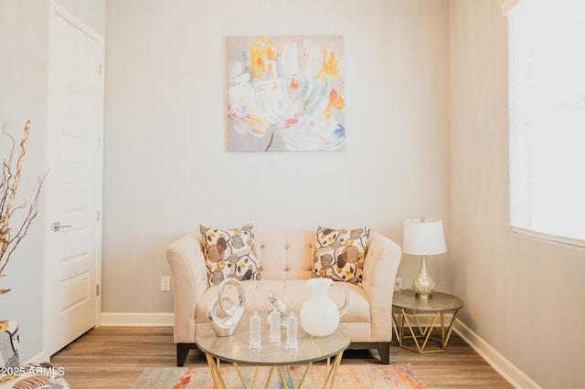 living area featuring hardwood / wood-style floors