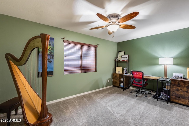 office featuring ceiling fan and carpet floors