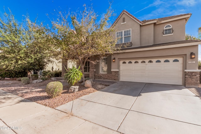 view of front of house with a garage