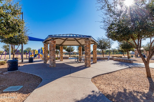 view of play area featuring a gazebo