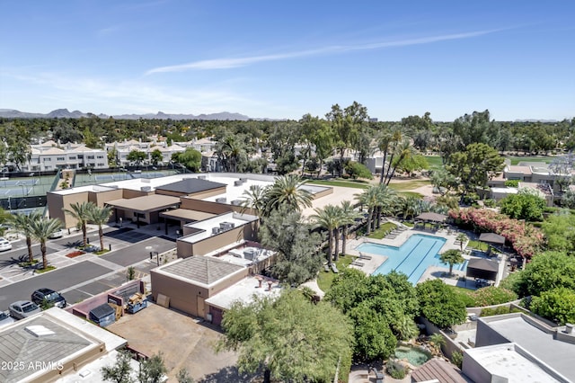 bird's eye view with a residential view and a mountain view