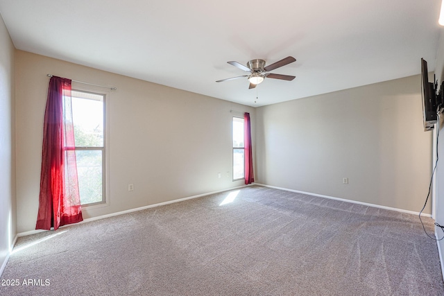 empty room featuring ceiling fan and carpet floors