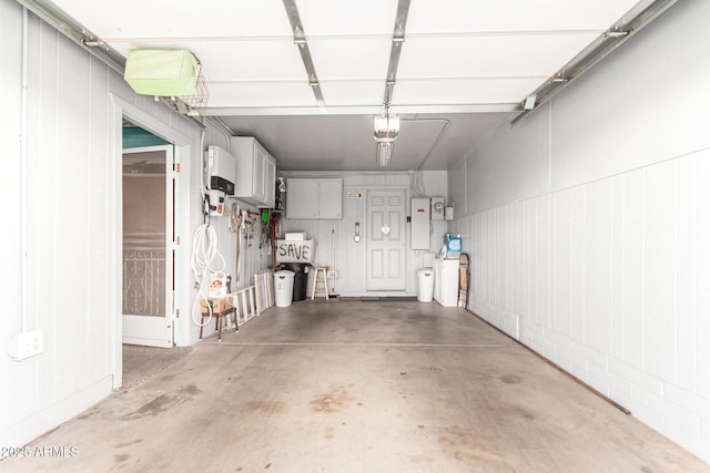 garage with a garage door opener