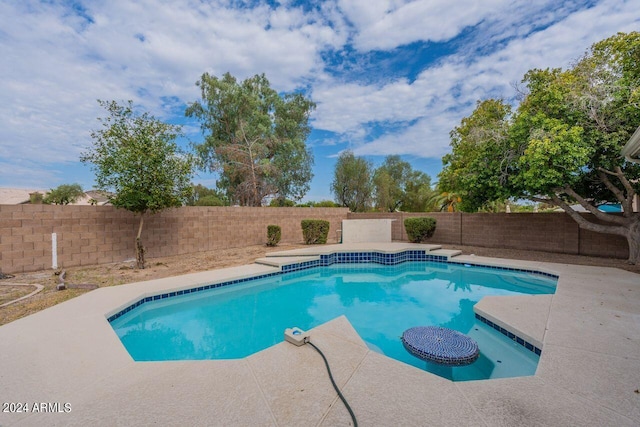 view of pool featuring a patio