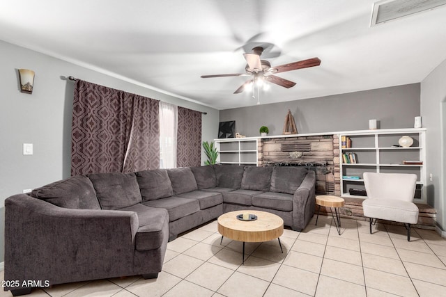 2064 W 2nd St, Mesa, AZ 85201 - living area featuring a ceiling fan and light tile patterned floors