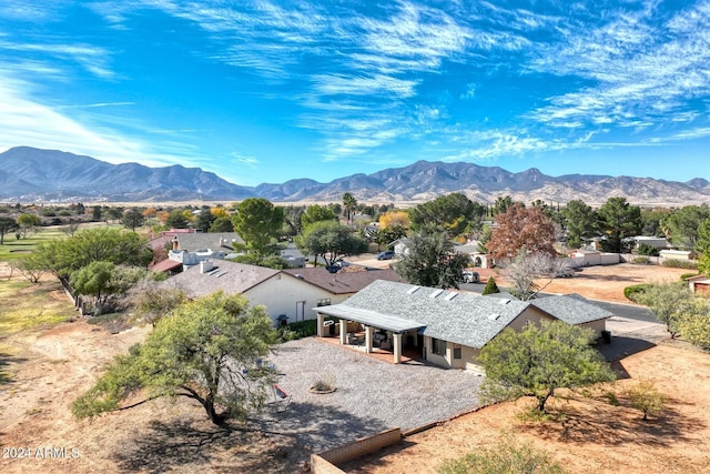 drone / aerial view with a mountain view