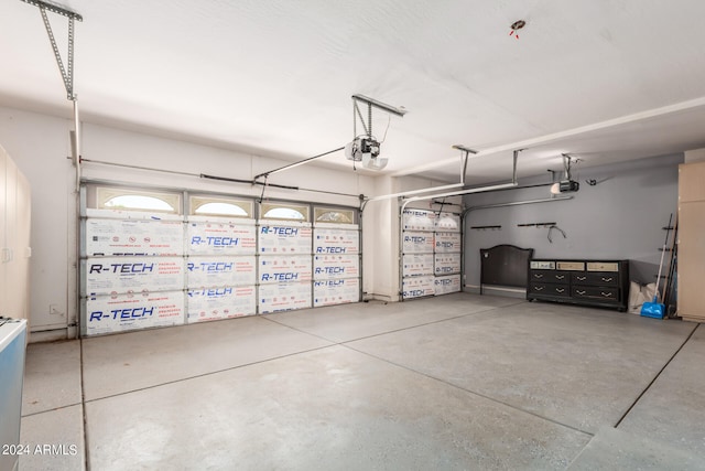 garage with a garage door opener