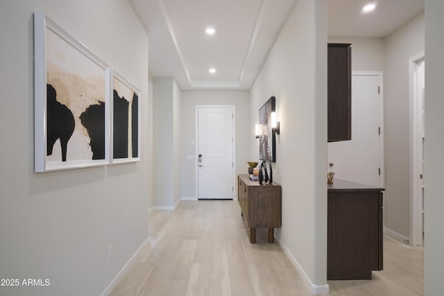 hallway featuring light wood-type flooring