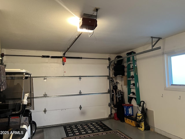 garage with a garage door opener