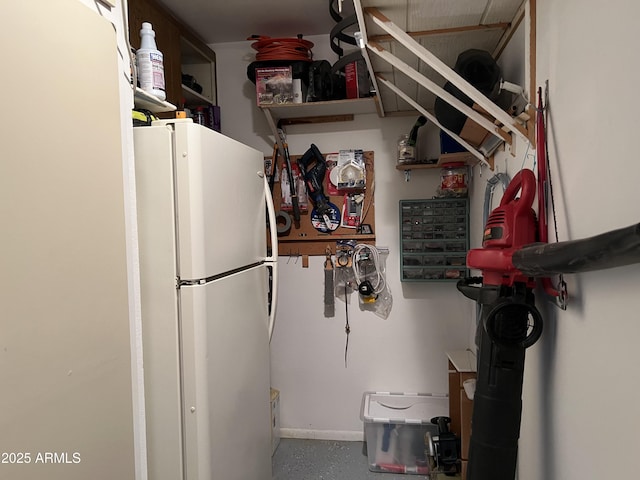 kitchen with white fridge