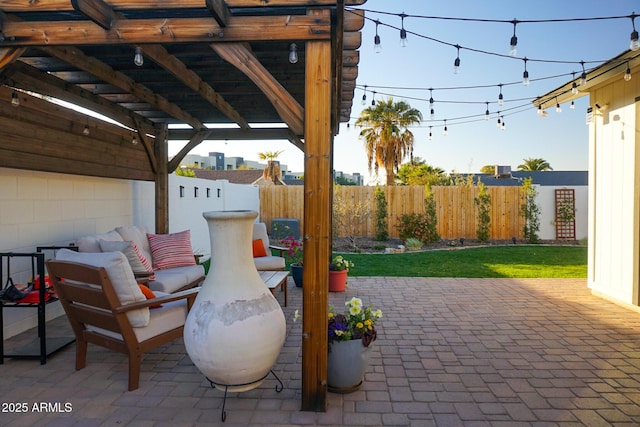 view of patio featuring outdoor lounge area