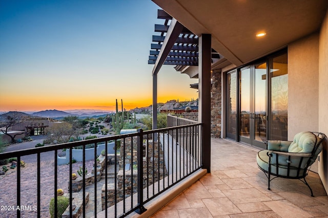 11070 E Rolling Rock Dr, Scottsdale, AZ 85262 - balcony with a mountain view, french doors, and a pergola