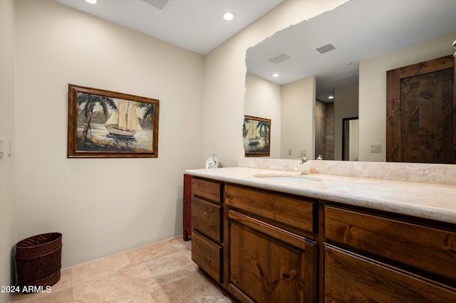 11070 E Rolling Rock Dr, Scottsdale, AZ 85262 - bathroom featuring visible vents, recessed lighting, and vanity