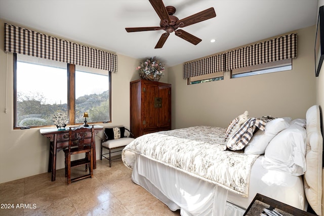 11070 E Rolling Rock Dr, Scottsdale, AZ 85262 - bedroom featuring a ceiling fan and recessed lighting