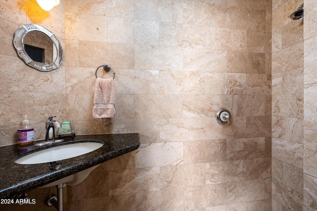 11070 E Rolling Rock Dr, Scottsdale, AZ 85262 - full bathroom featuring a sink and a tile shower