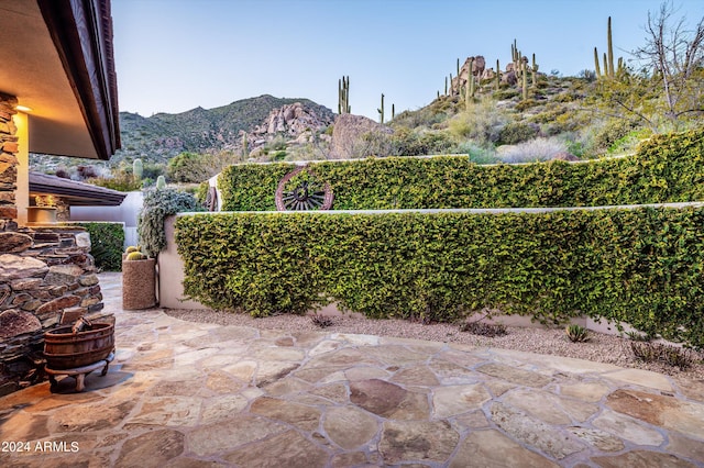 11070 E Rolling Rock Dr, Scottsdale, AZ 85262 - view of patio / terrace with fence and a mountain view
