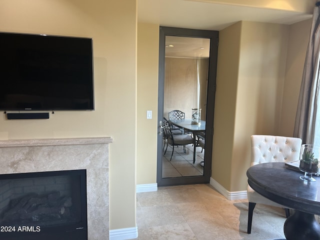 view of tiled living room