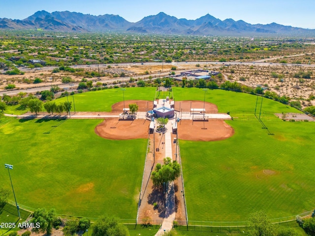 drone / aerial view with a mountain view